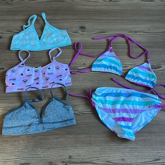 Girls Size 12 Bundle - bathing suit and 3 bralettes - Picture 1 of 6